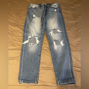 KanCan Women's Distressed Blue Boyfriend Jeans